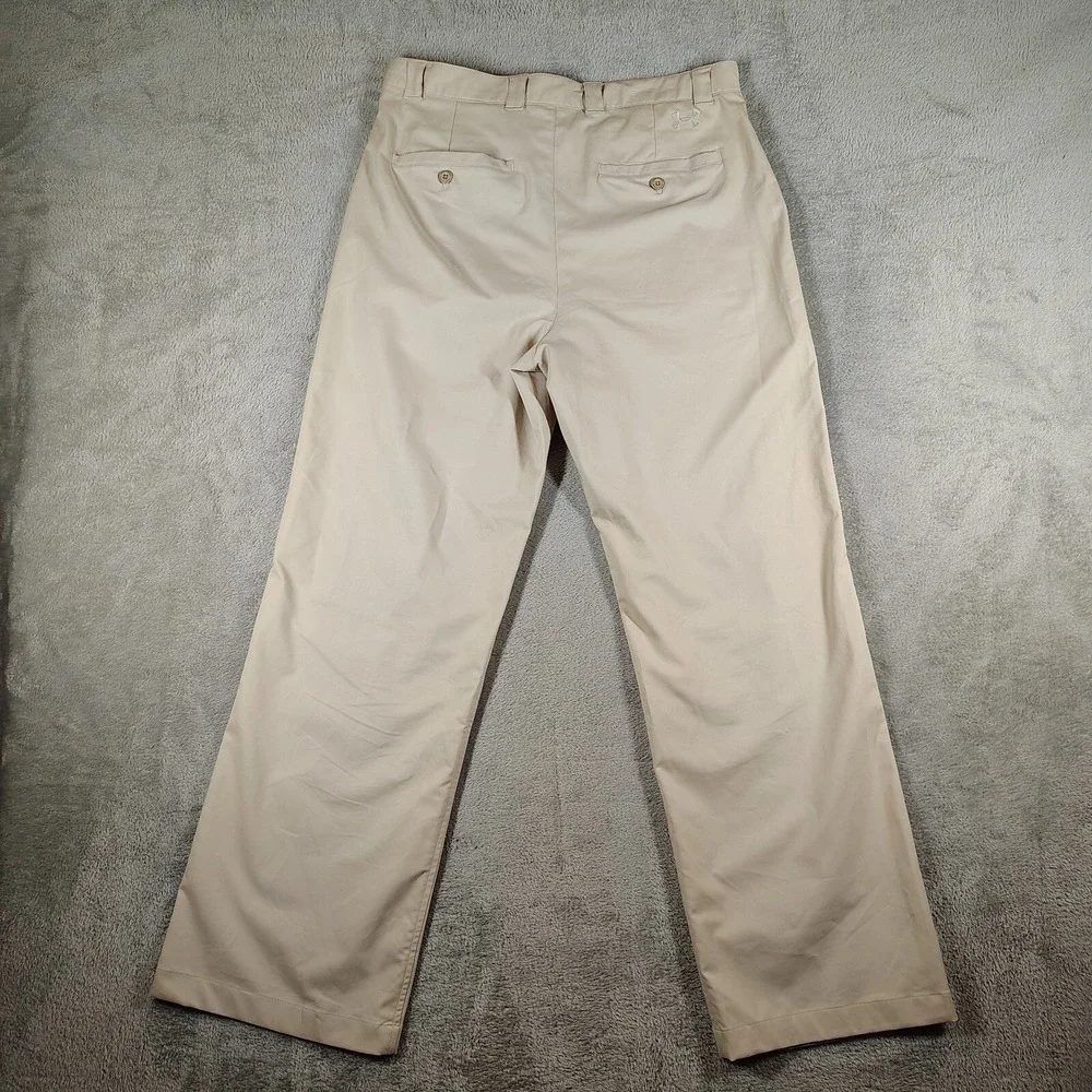 Under Armour Pants Mens 34x32 Khaki Performance Golf Chinos Stretch Casual Pleat
